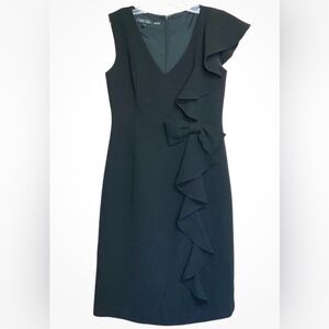 Teri Jon Rickie Freeman Vintage Black Bow Cocktail  Dress Bow Y2K Quiet Luxury